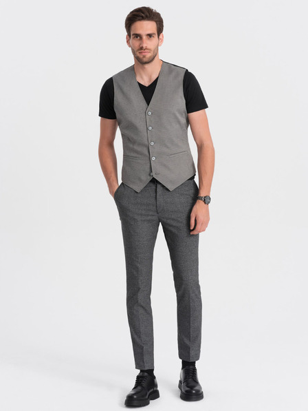 Ombre Clothing Šedá pánská žakárová vesta Ombre Clothing