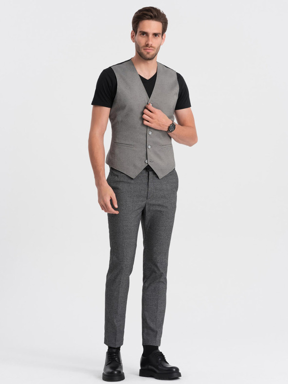 Ombre Clothing Šedá pánská žakárová vesta Ombre Clothing