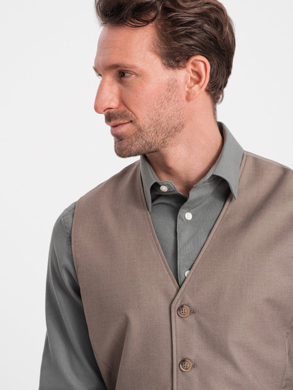 Ombre Clothing Béžová pánská obleková vesta Ombre Clothing