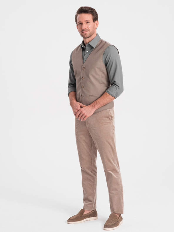 Ombre Clothing Béžová pánská obleková vesta Ombre Clothing