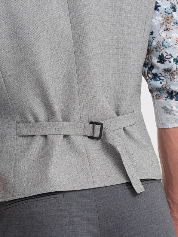 Ombre Clothing Světle šedá pánská obleková vesta s límcem Ombre Clothing