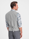 Ombre Clothing Světle šedá pánská obleková vesta s límcem Ombre Clothing