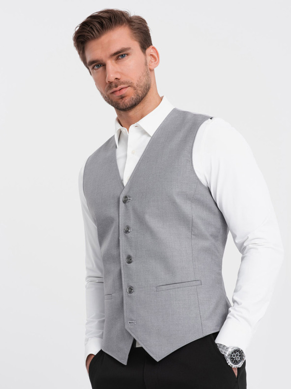 Ombre Clothing Šedá pánská obleková vesta Ombre Clothing