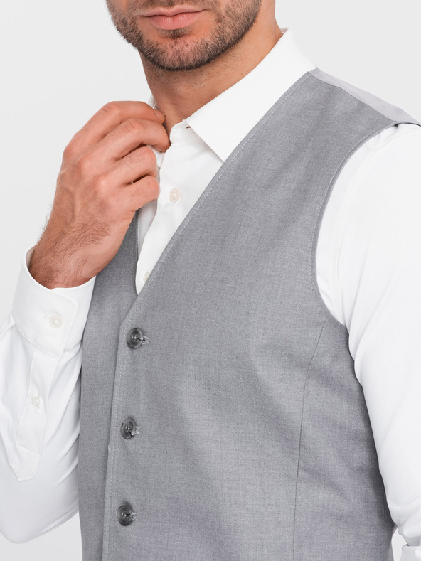 Ombre Clothing Šedá pánská obleková vesta Ombre Clothing