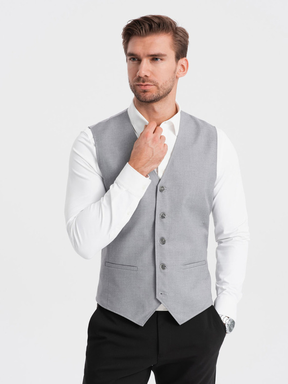 Ombre Clothing Šedá pánská obleková vesta Ombre Clothing