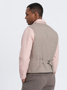 Ombre Clothing Béžová pánská obleková vesta s límcem Ombre Clothing