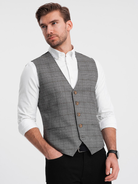 Ombre Clothing Šedá pánská vesta bez klop Ombre Clothing