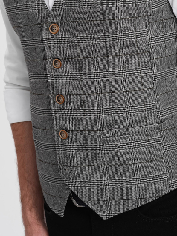 Ombre Clothing Šedá pánská vesta bez klop Ombre Clothing