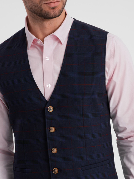 Ombre Clothing Tmavě modrá pánská vesta bez klop Ombre Clothing