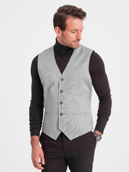 Ombre Clothing Světle šedá pánská žakárová vesta Ombre Clothing