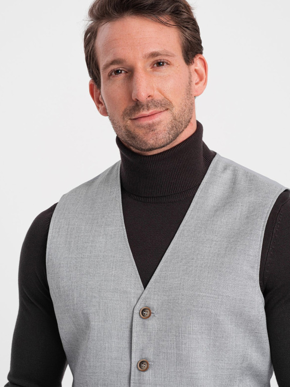 Ombre Clothing Světle šedá pánská žakárová vesta Ombre Clothing