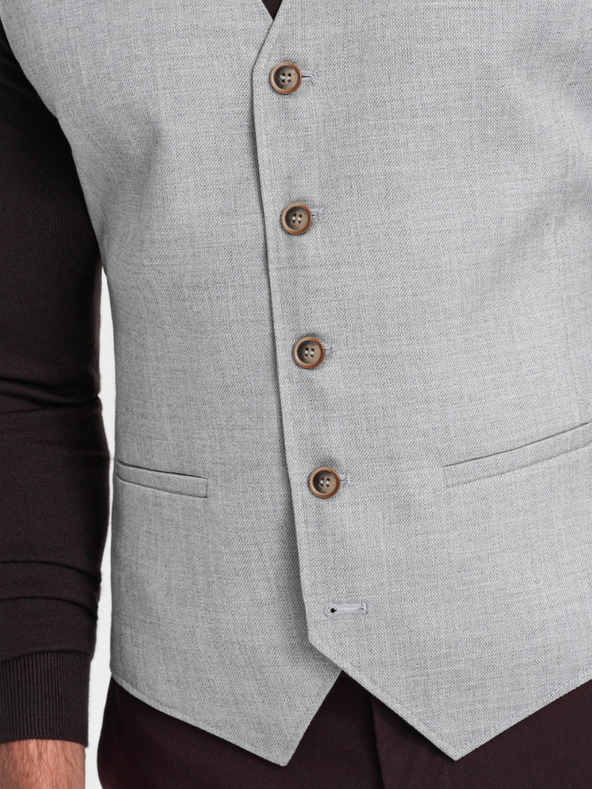 Ombre Clothing Světle šedá pánská žakárová vesta Ombre Clothing