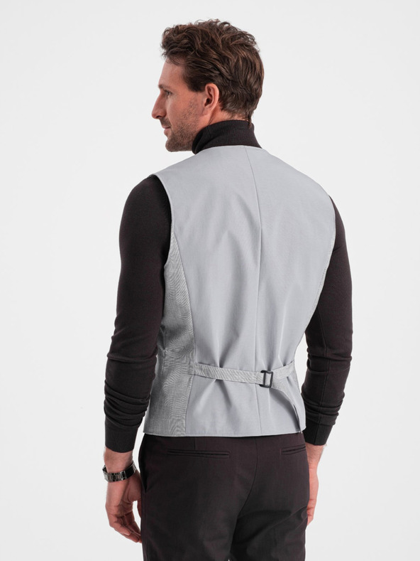 Ombre Clothing Světle šedá pánská žakárová vesta Ombre Clothing