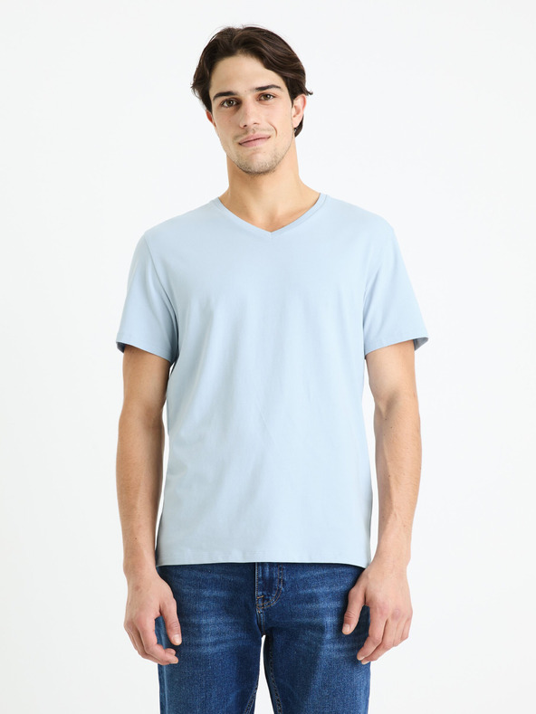 Celio Světle modré pánské basic tričko Celio Neuniv