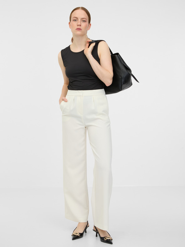 Orsay Krémové dámské široké kalhoty ORSAY
