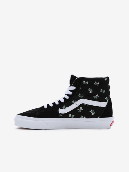 Vans Černé dámské květované kotníkové tenisky se semišovými detaily VANS SK8-Hi