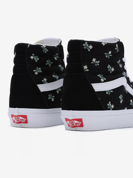 Vans Černé dámské květované kotníkové tenisky se semišovými detaily VANS SK8-Hi