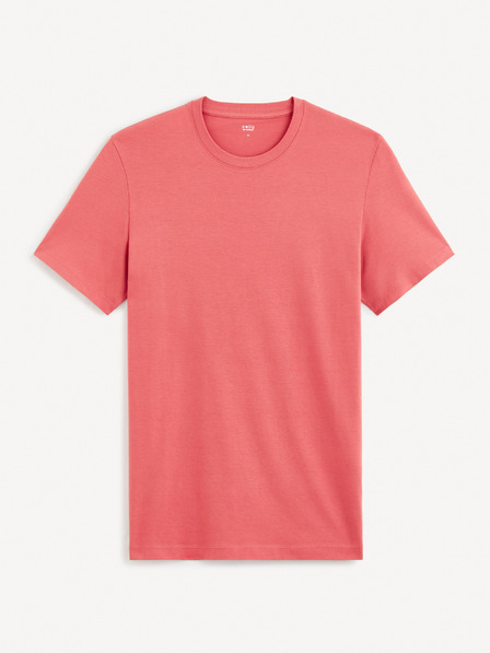 Celio Červené pánské basic tričko Celio Tebase