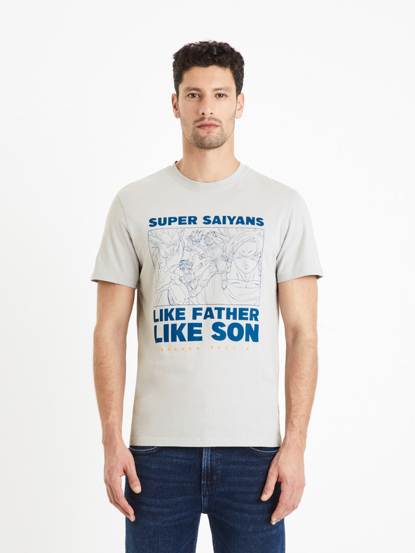 Celio Světle šedé pánské tričko Celio Dragon Ball Z