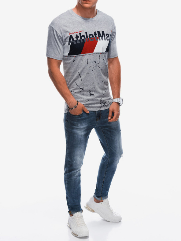 Edoti Pánské tričko s potiskem  - šedé