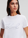 Karl Lagerfeld Bílé dámské tričko KARL LAGERFELD Rhinestone Logo