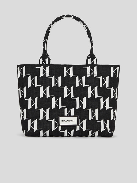 Karl Lagerfeld Bílo-černá dámská vzorovaná kabelka KARL LAGERFELD Monogram Knit