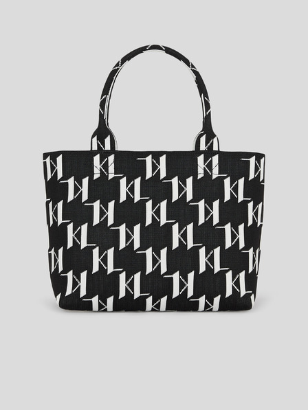 Karl Lagerfeld Bílo-černá dámská vzorovaná kabelka KARL LAGERFELD Monogram Knit