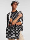 Karl Lagerfeld Bílo-černá dámská vzorovaná kabelka KARL LAGERFELD Monogram Knit