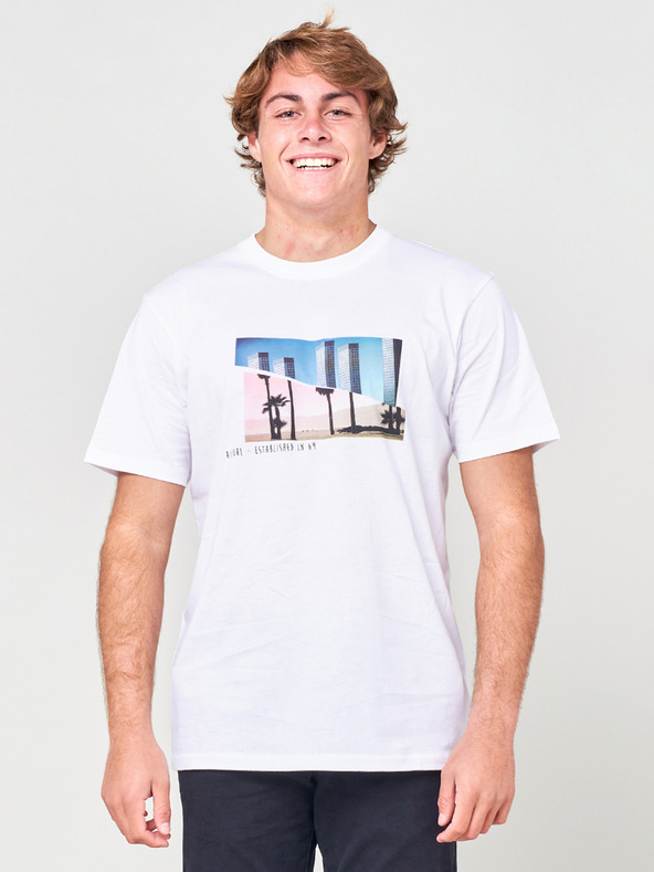 Rip Curl Bílé pánské tričko s potiskem Rip Curl