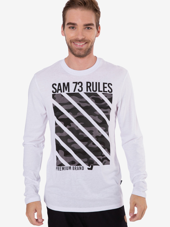 Sam 73 Bílé pánské tričko s potiskem SAM 73