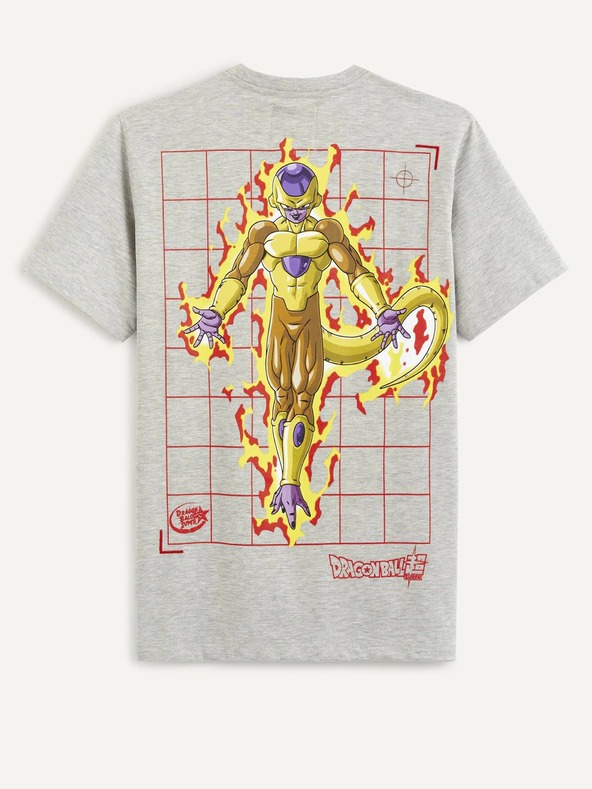 Celio Šedé pánské žíhané tričko s potiskem na zádech Celio Lvedrago1