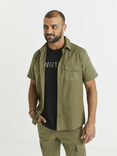 Celio Khaki pánská košile s kapsami Celio