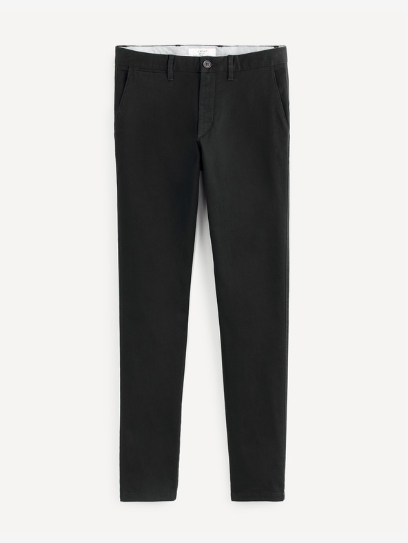 Celio Černé zkrácené chino kalhoty Celio Motalia