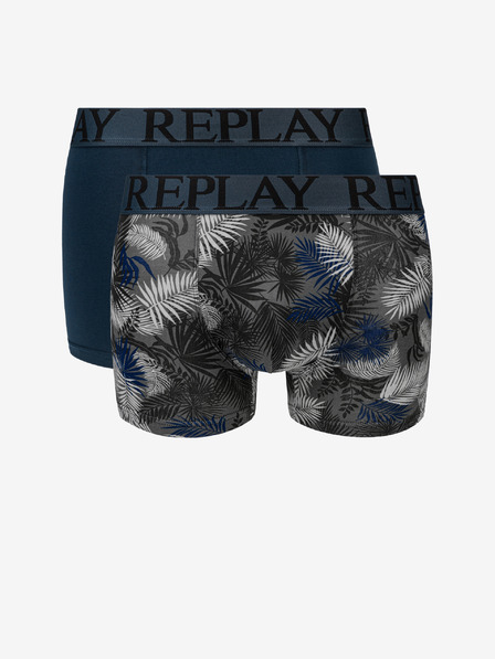Replay Sada dvou boxerek v tmavě modré a šedé barvě Replay Foliage
