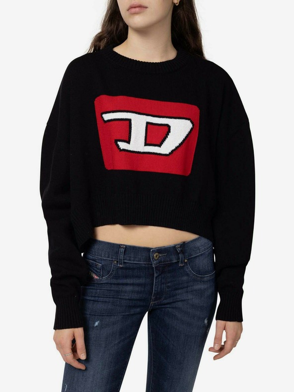 Diesel Černý dámský vzorovaný cropped svetr Diesel