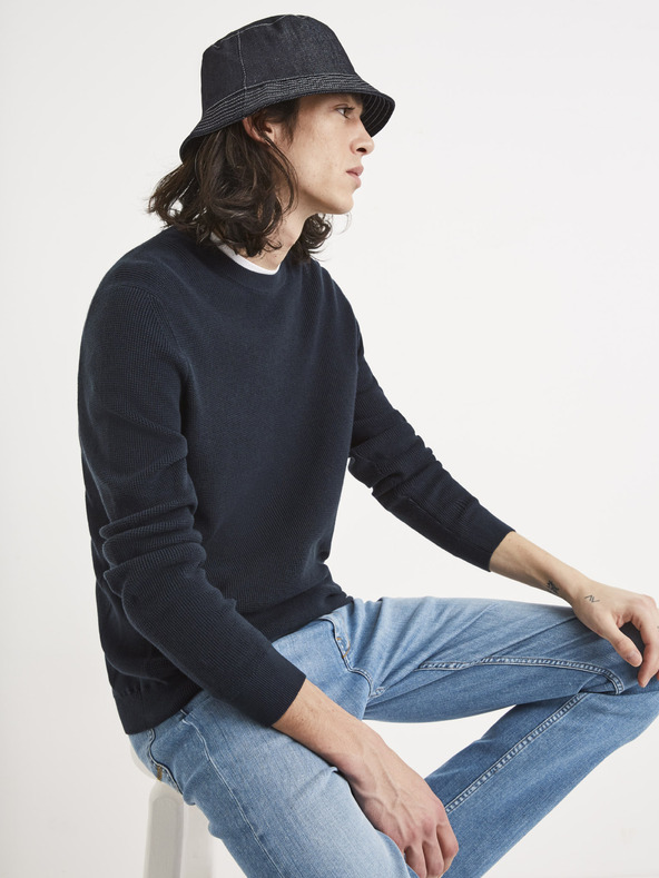 Celio Tmavě modrý basic svetr Celio Tepic