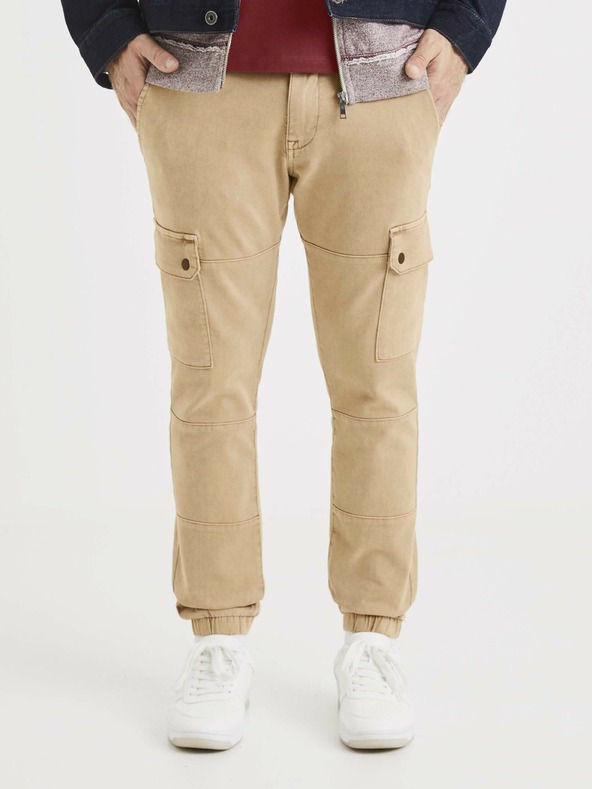 Celio Béžové kalhoty Celio Solyte