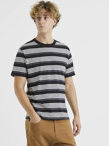 Celio Černé pruhované basic tričko Celio Veband