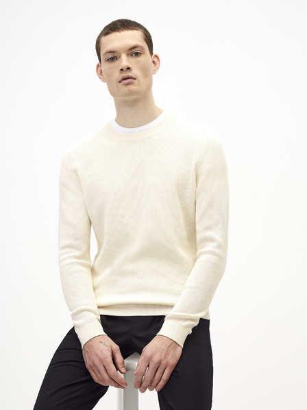 Celio Bílý basic svetr Celio Tepic