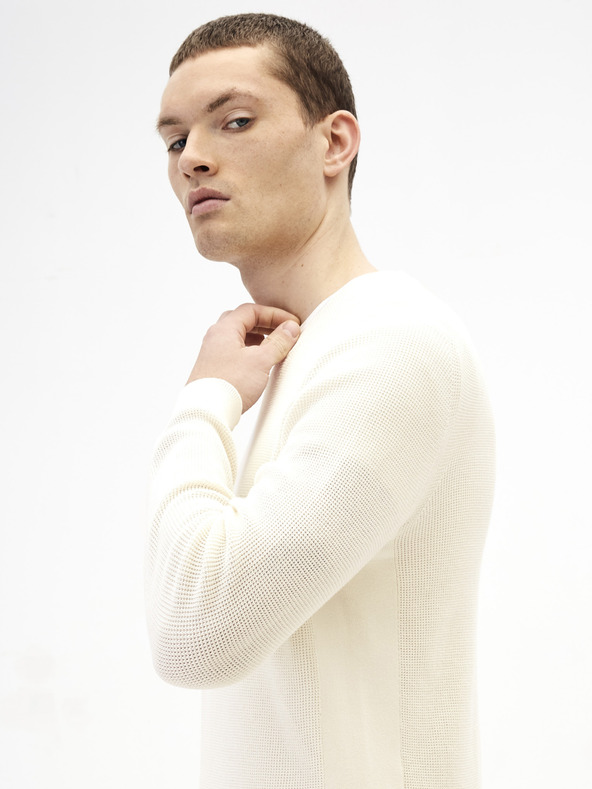 Celio Bílý basic svetr Celio Tepic