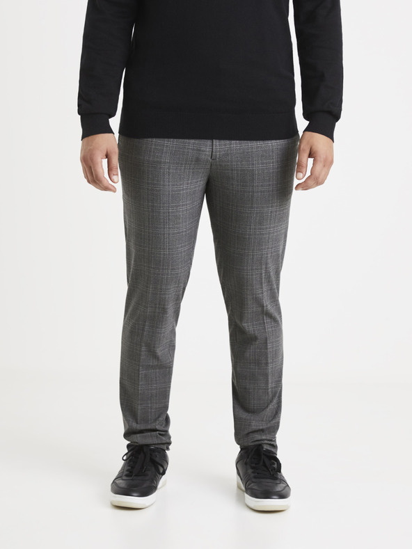 Celio Šedé kostkované kalhoty Celio Volouis2