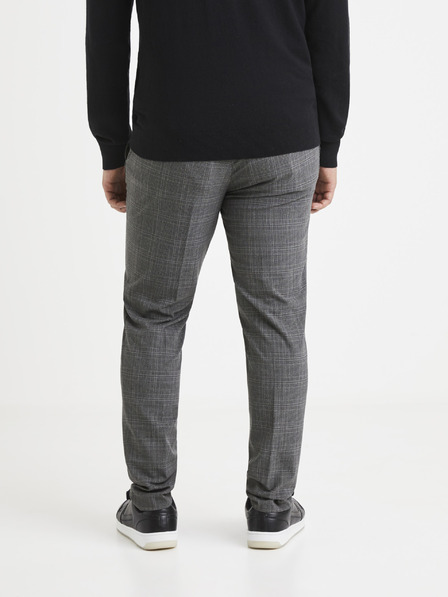 Celio Šedé kostkované kalhoty Celio Volouis2