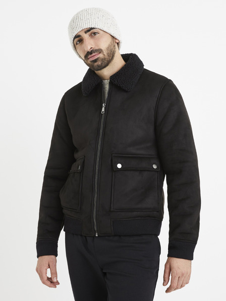 Celio Černá bunda z umelého kožíšku Celio Vutoronto