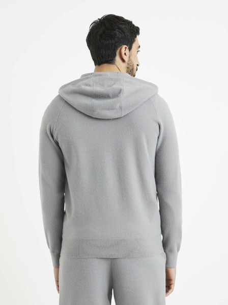 Celio Šedá pánská mikina s kapucí Celio