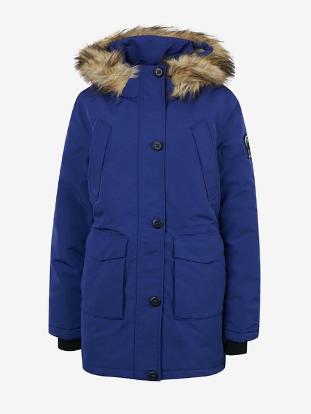 SuperDry Modrá dámská parka s kapucí s umělým kožíškem Superdry Everest