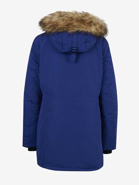 SuperDry Modrá dámská parka s kapucí s umělým kožíškem Superdry Everest