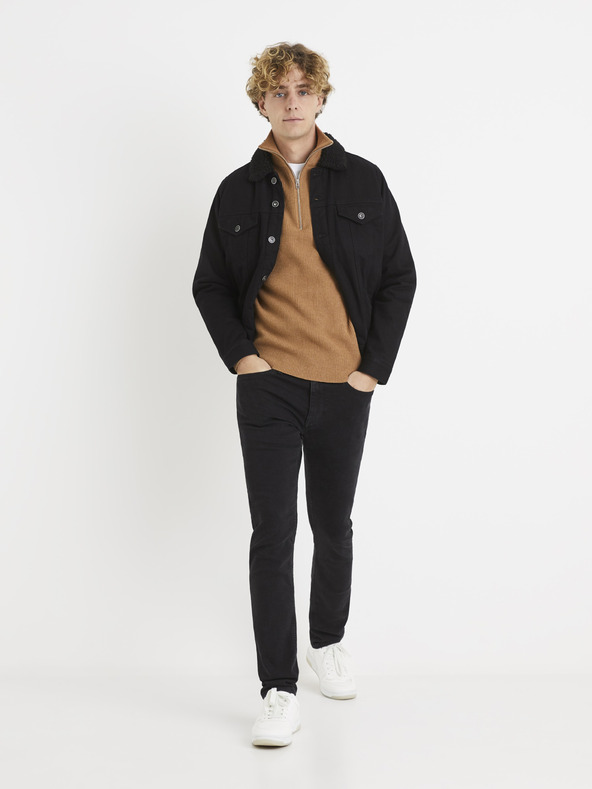 Celio Béžový pánský svetr se stojáčkem Celio