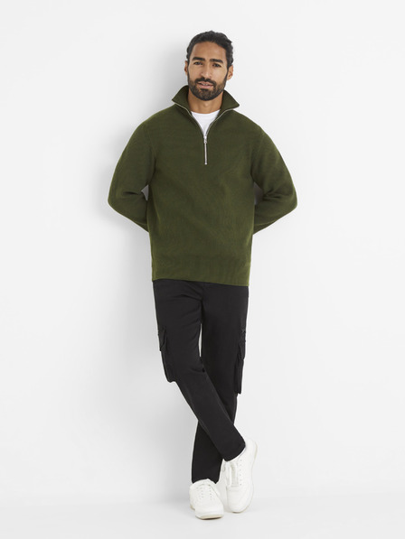 Celio Khaki pánský svetr se stojáčkem Celio