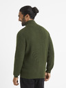 Celio Khaki pánský svetr se stojáčkem Celio
