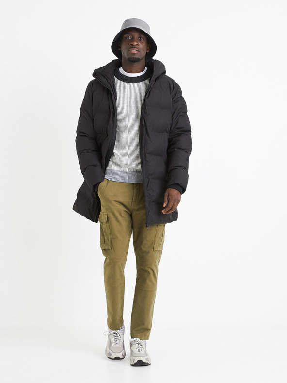 Celio Šedý pánský žebrovaný svetr s příměsí vlny Celio Veriblock